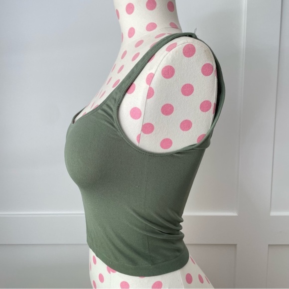 SOLD - Free People Intimately Scoop Crop Top Seamless Olive Green M/L - Picture 5 of 7